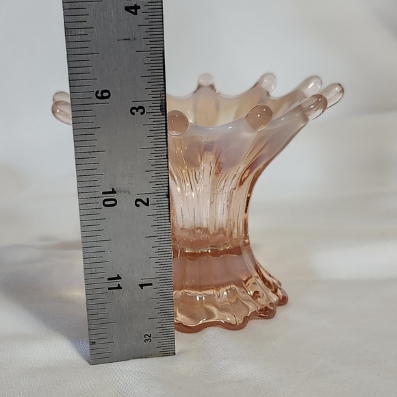 1940's Fostoria Heirloom Pink Opalescent Candle Holder - Picture 6 of 6